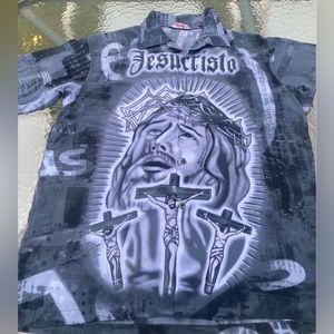 Button up mens Jesus shirt